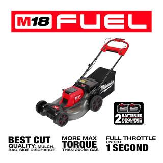 MW M18 FUEL Brushless Cordless 21 in. Walk Behind Dual Battery Self-Propelled Mower w(2) 12.0Ah Battery and Rapid Charger 2823-22HD