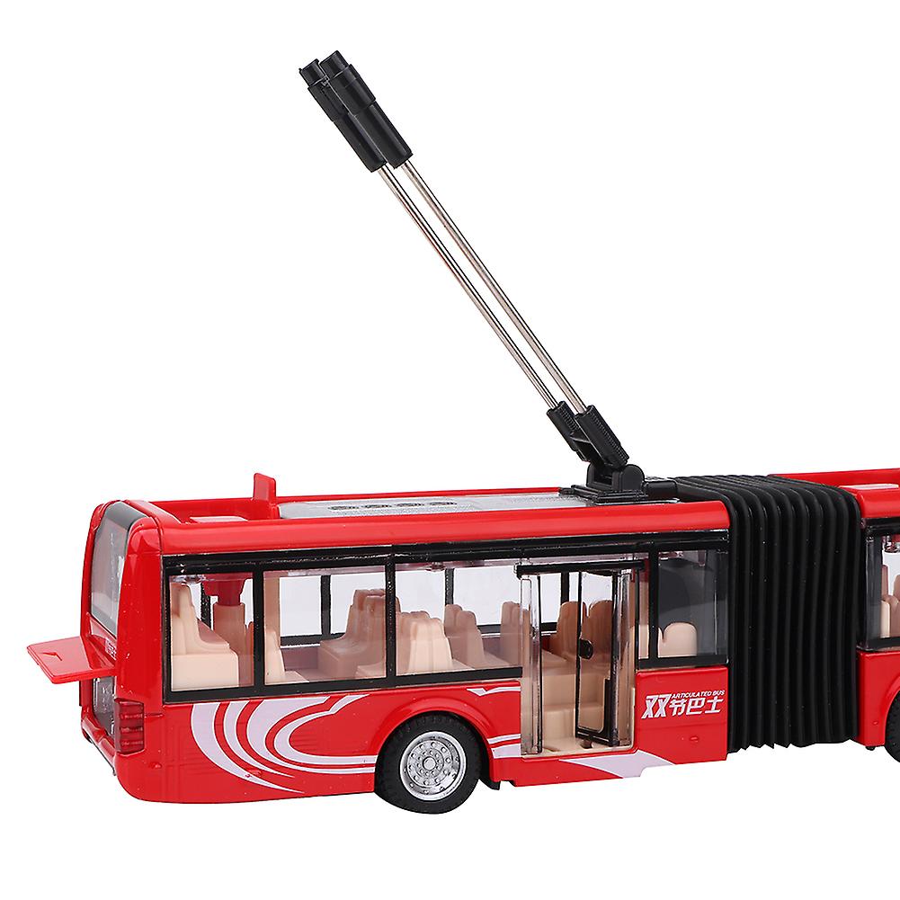 1:48 Cs0133 Electronic City Bus Light Car Educational Toy For Children Kids Traffic Model(red)