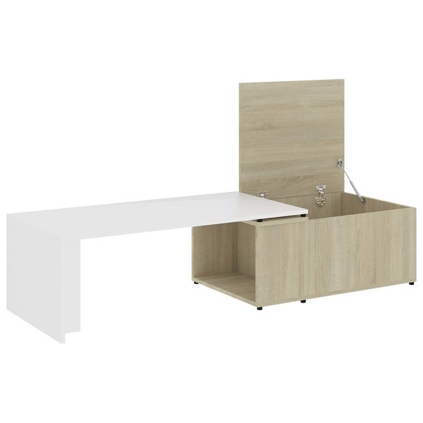 vidaXL Coffee Table White and Sonoma Oak 59.1