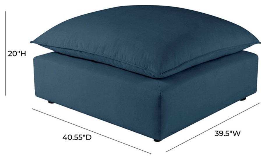 TOV Furniture Cali Navy Upholstered Ottoman in LiveSmart Performance Fabric   Transitional   Footstools And Ottomans   by Homesquare  Houzz