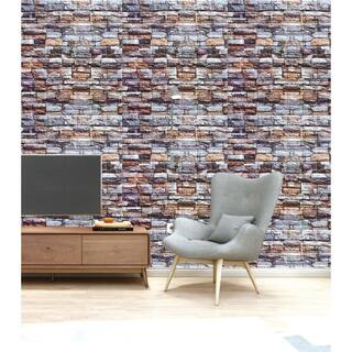 Dundee Deco Falkirk Jura II 13 in. 28 in. x 28 in. Peel and Stick Multicolored Faux Bricks Stones PE Foam Decorative Wall Paneling HDJN-R28H6