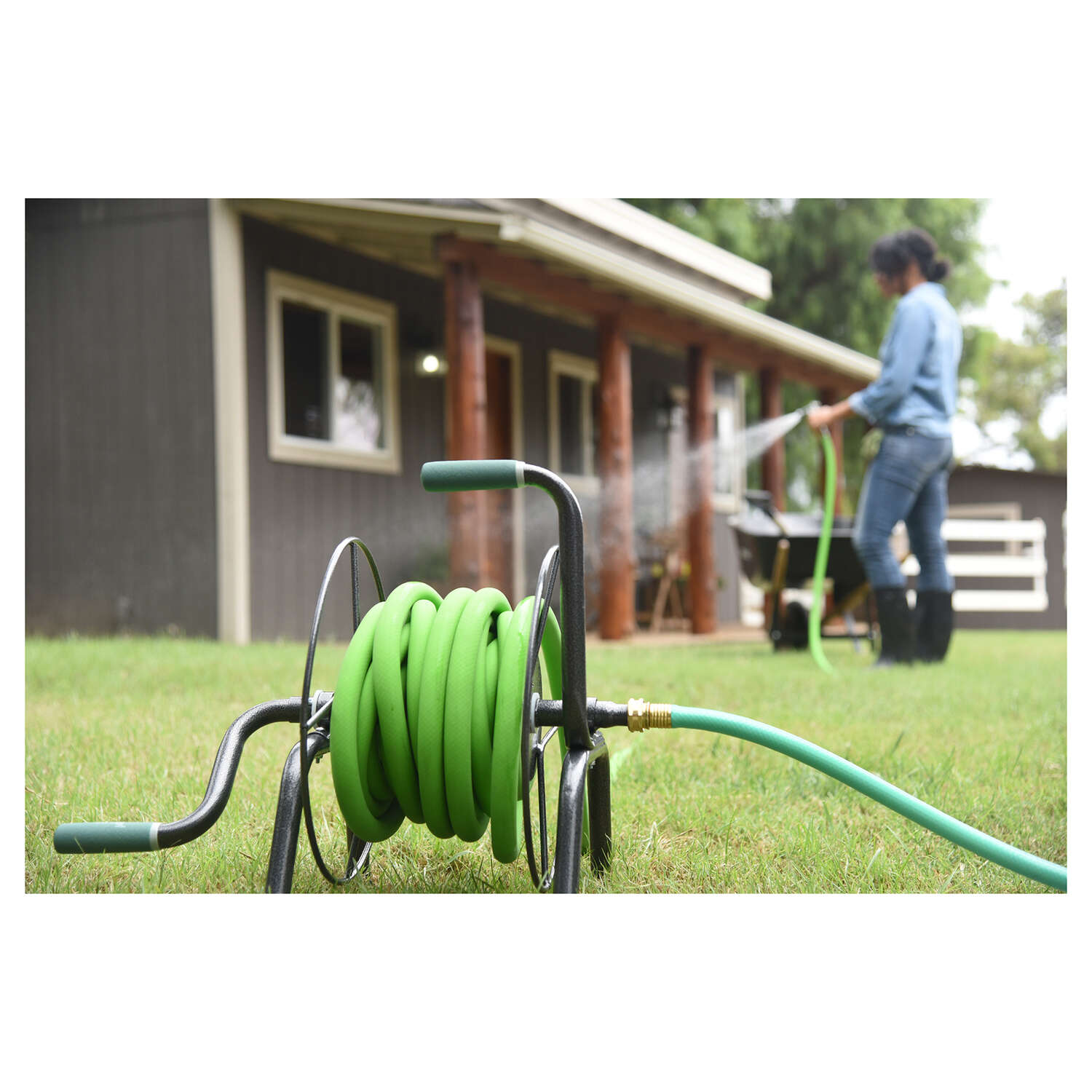 Yard Butler 75 ft. Silver Free Standing Hose Reel