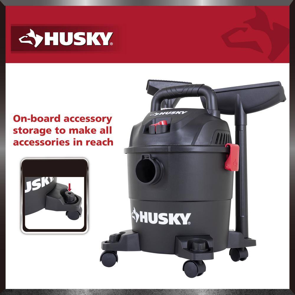 Husky 4 Gal. Poly WetDry Vac with Filter Hose and Accessories AT18303P-4A