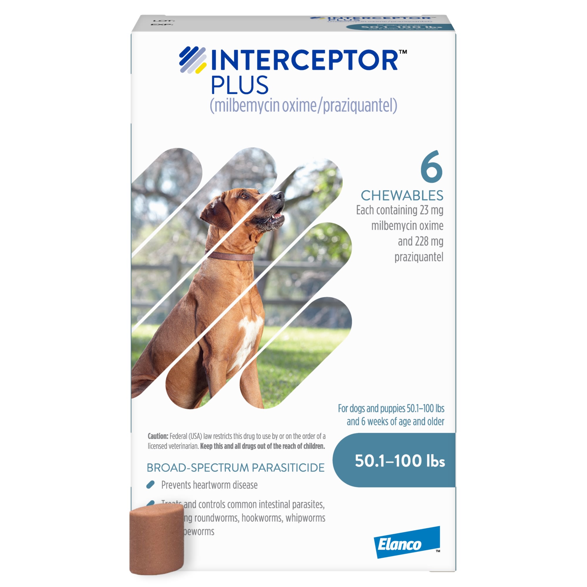 Interceptor Plus Chewables for Dogs 50 to 100 lbs.， 6 Month Supply