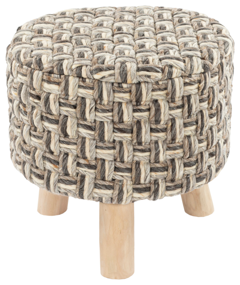 Surya Cordoba CDB 004 Stool  Charcoal/Cream   Scandinavian   Footstools And Ottomans   by Homesquare  Houzz