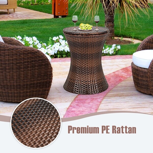 Costway Patio Rattan Cooler Bar Table Cocktail Coffee Table Height