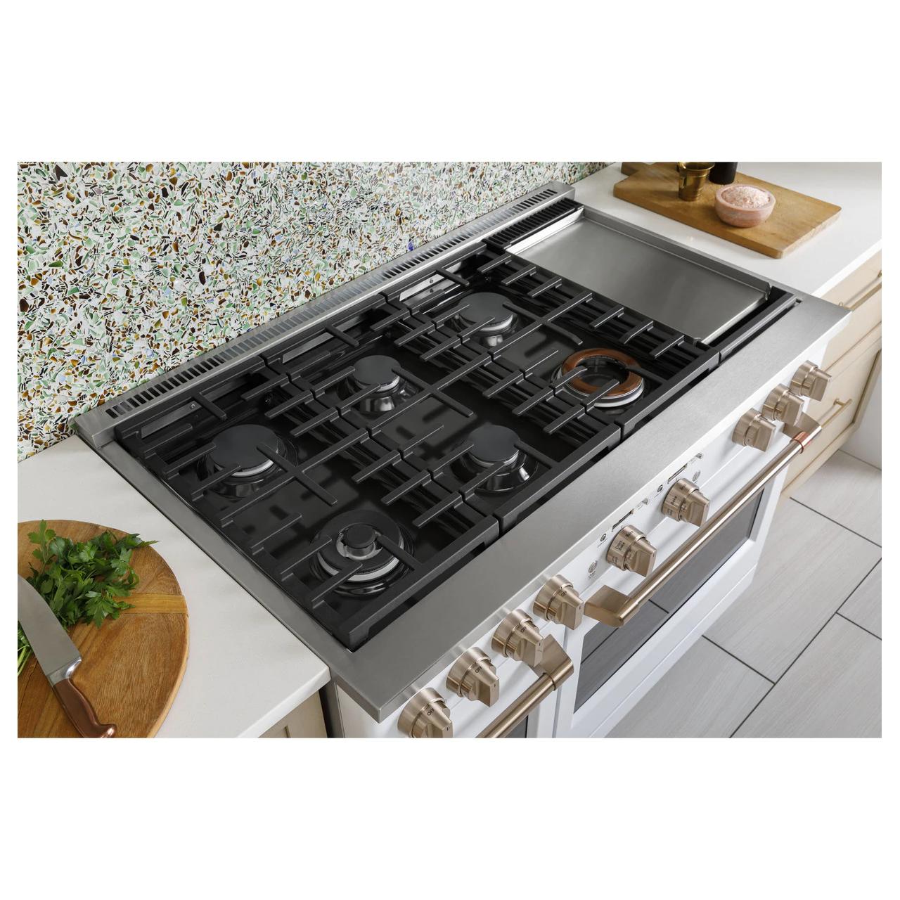 Caf¨¦ 48-inch Freestanding Dual-Fuel Range with 6 Burners and Griddle C2Y486P4TW2