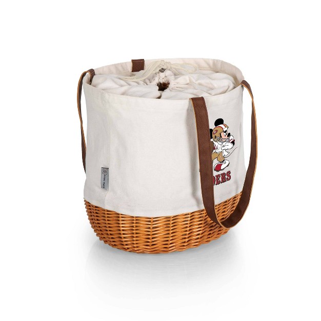 Nfl San Francisco 49ers Mickey Mouse Coronado Canvas And Willow Basket Tote Beige Canvas