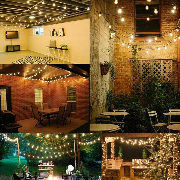 LED Outdoor String Lights，Waterproof Commercial Patio Garden Decor Warm White (Bulbs Only)