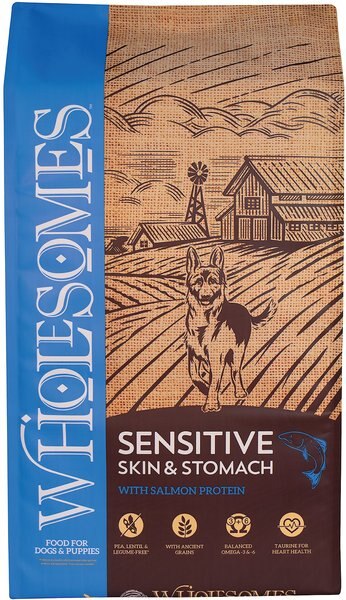 Wholesomes Sensitive Skin and Stomach With Salmon Protein Dry Dog Food， 30-lb bag