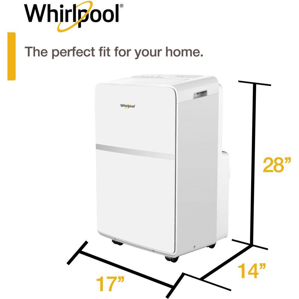 Whirlpool 8000 BTU (5500 BTU DOE) Portable Air Conditioner with Remote Timer Restart Wheels Dehumidifer Fan in White WHAP081BWC