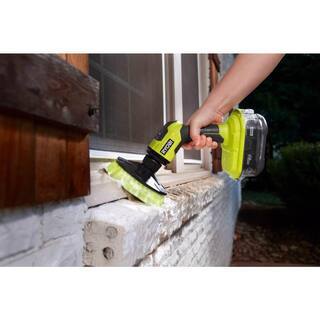 RYOBI ONE+ 18V Cordless Compact Power Scrubber Kit with 2.0 Ah Battery Charger and 6 in. 2-Piece Lambswool Kit P4510K-A95LWK1