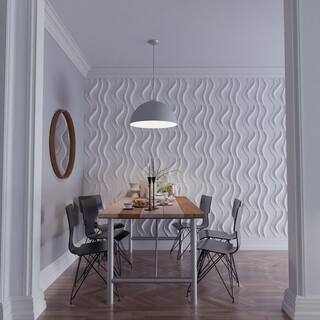 Ekena Millwork 19 58W x 19 58H Wave EnduraWall Decorative 3D Wall Panel Covers 53.49 Sq. Ft. (20-Pack for 53.49 Sq. Ft.) WP20X20WVWH-CASE-20