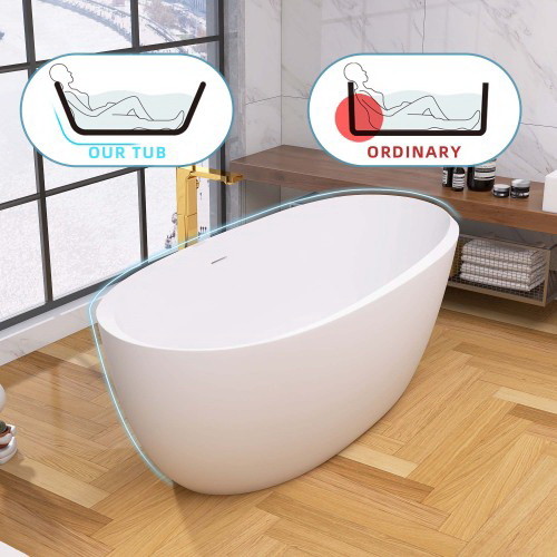 59 Acrylic Freestanding Bathtub Gloss White Moder...