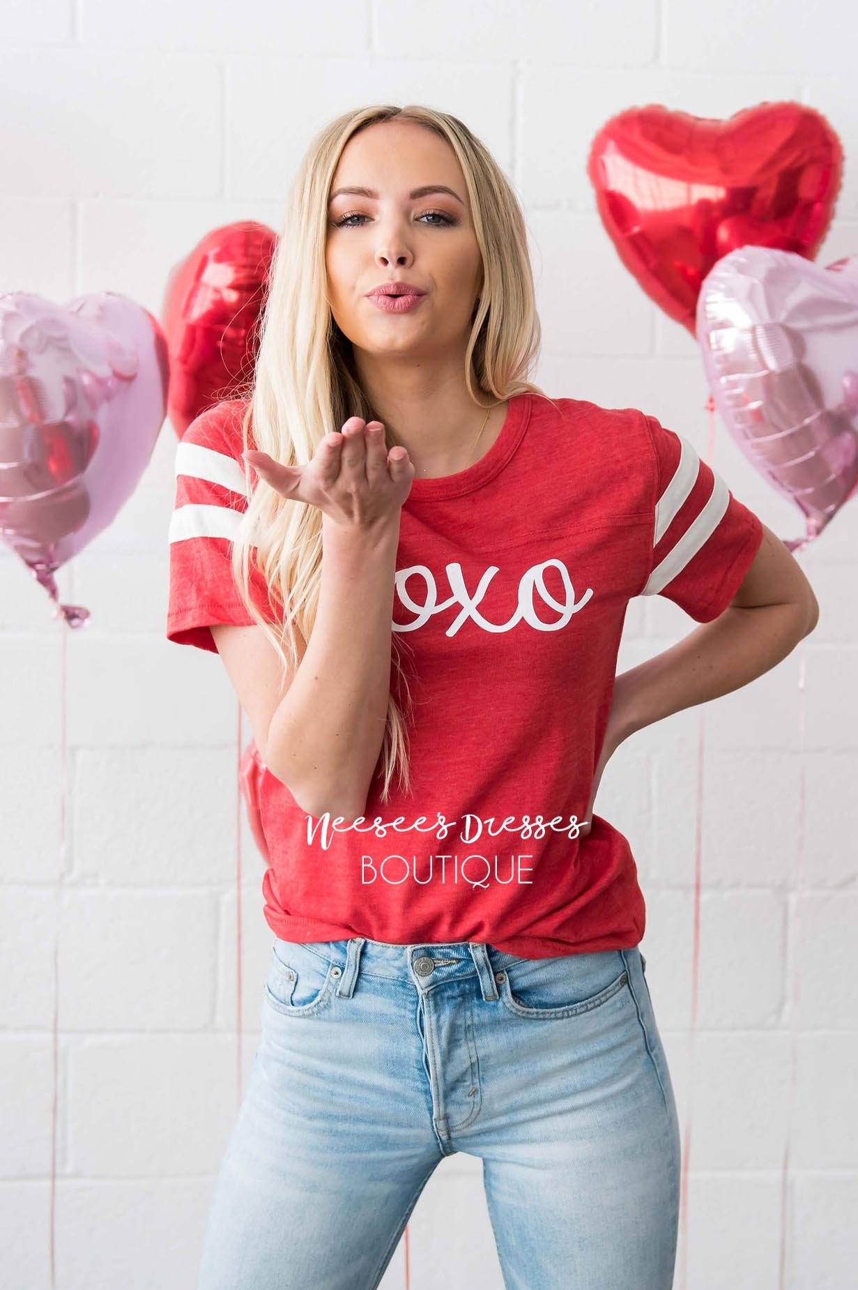 XOXO Vintage Striped Sleeve Tee