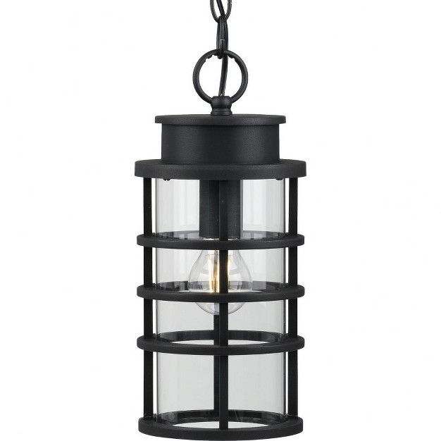 Progress Lighting Port Royal 1 light Outdoor Hanging Lantern Black Clear Glass Shade