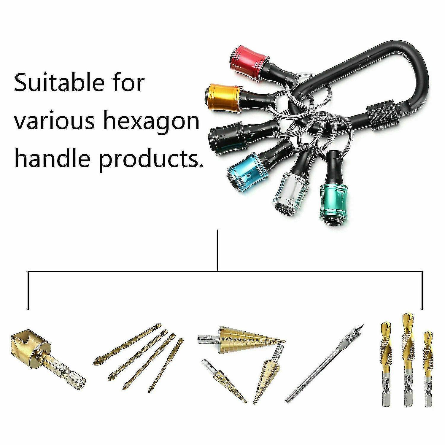 6pcs Hex Handle Screwdriver Bit Holder Extension Rod Sturdy Keychain Screwdriver Keyring