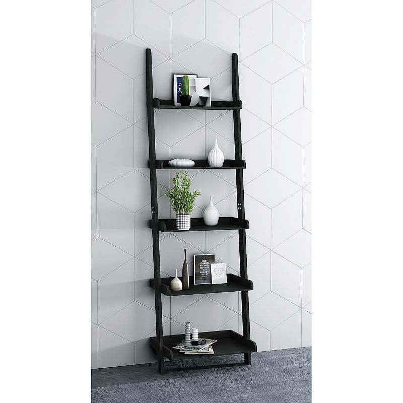 eHemco 5 Tier Leaning Ladder Wall Book Shelf