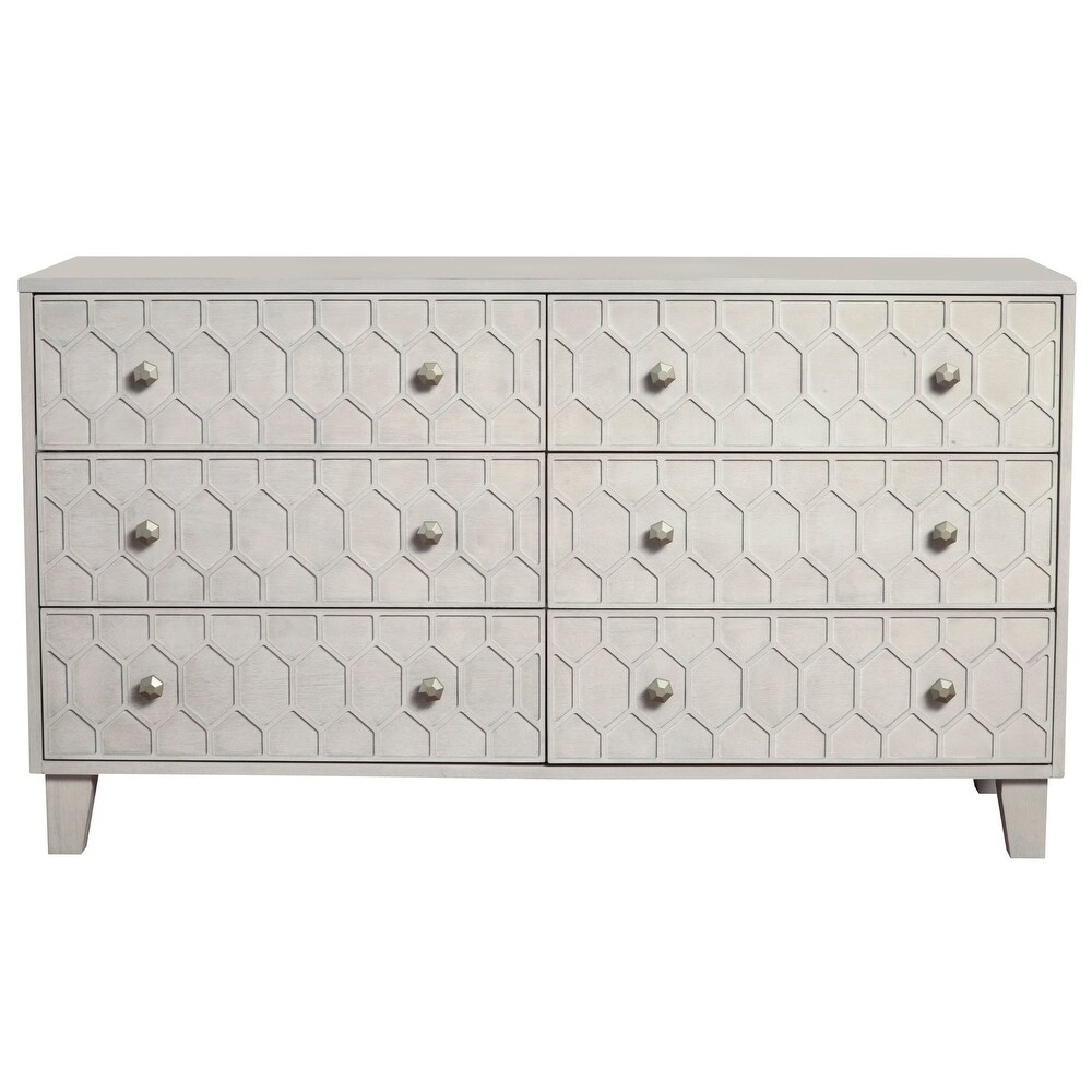 Origins by Alpine Denver Light Grey Six Drawer Wood Dresser