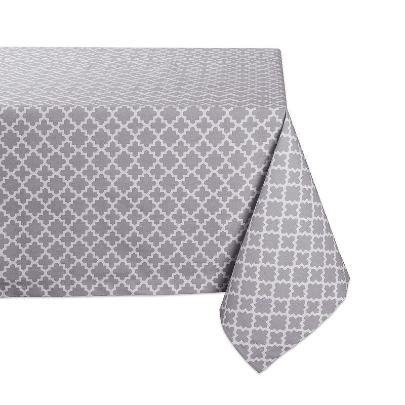 84 Gray Cotton Lattice Tablecloth