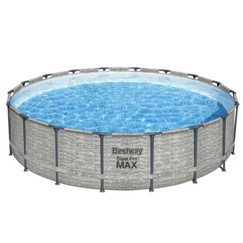 Bestway Steel Pro MAX 16 ft. Round Above Ground Pool Set with 3-Layer Liner 5619HE-BW