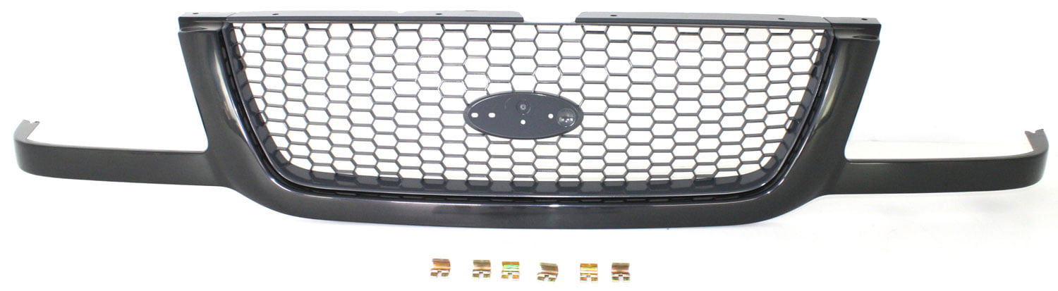 Grille Assembly Compatible With 2001-2003 Ford Ranger Painted Black Shell with Dark Gray Insert