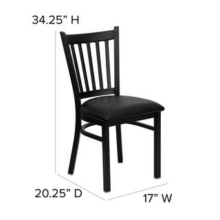 Flash Furniture Hercules Series Black Vertical Back Metal Restaurant Chair with Black Vinyl Seat XUDG6Q2BVRTBLKV