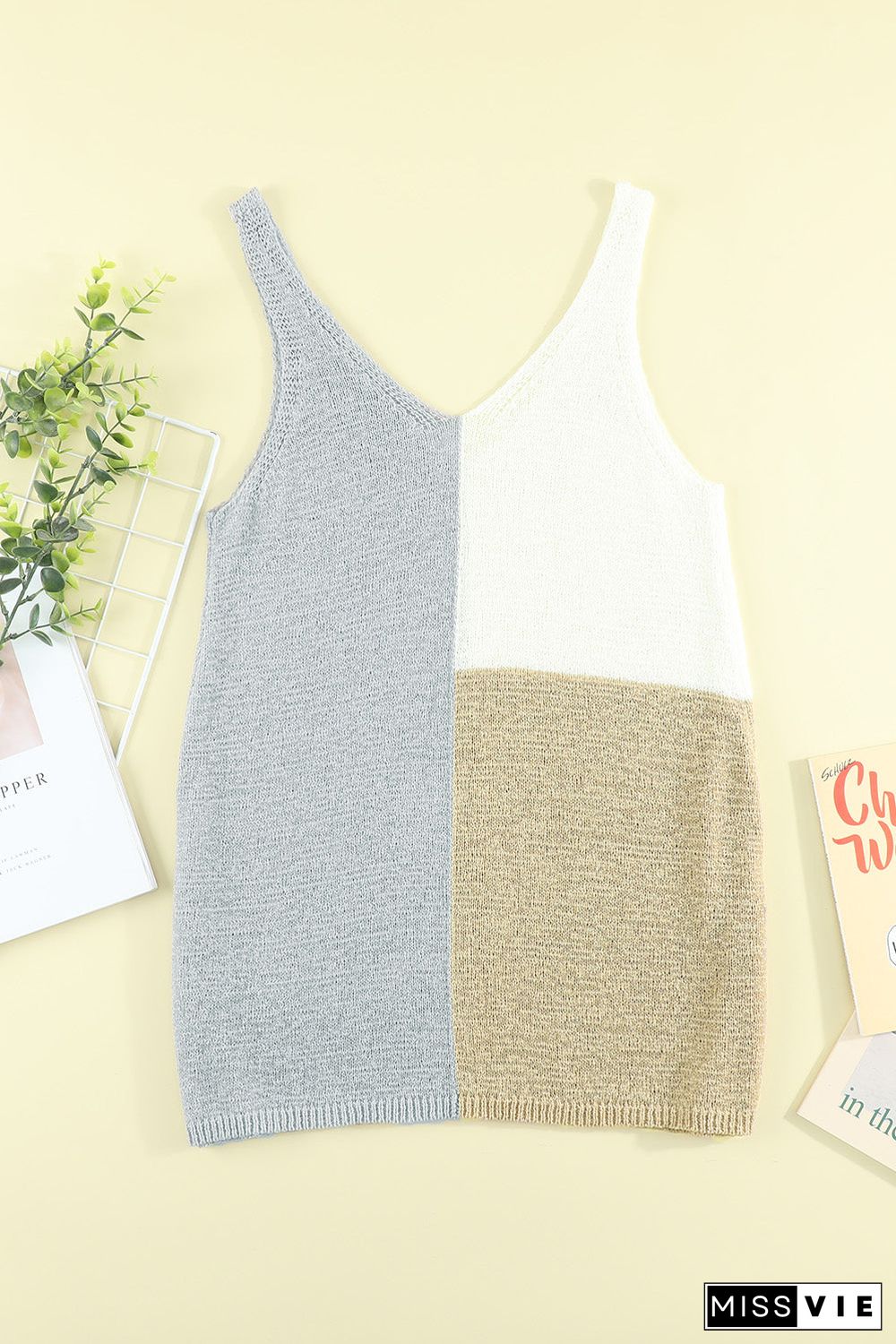 Color Block Knitted Tank Top