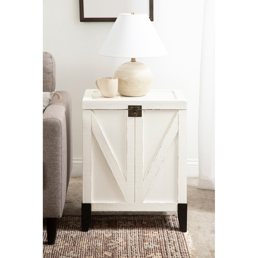 Kate and Laurel Cates Wood Side Table with Trunk Storage   21x27x15