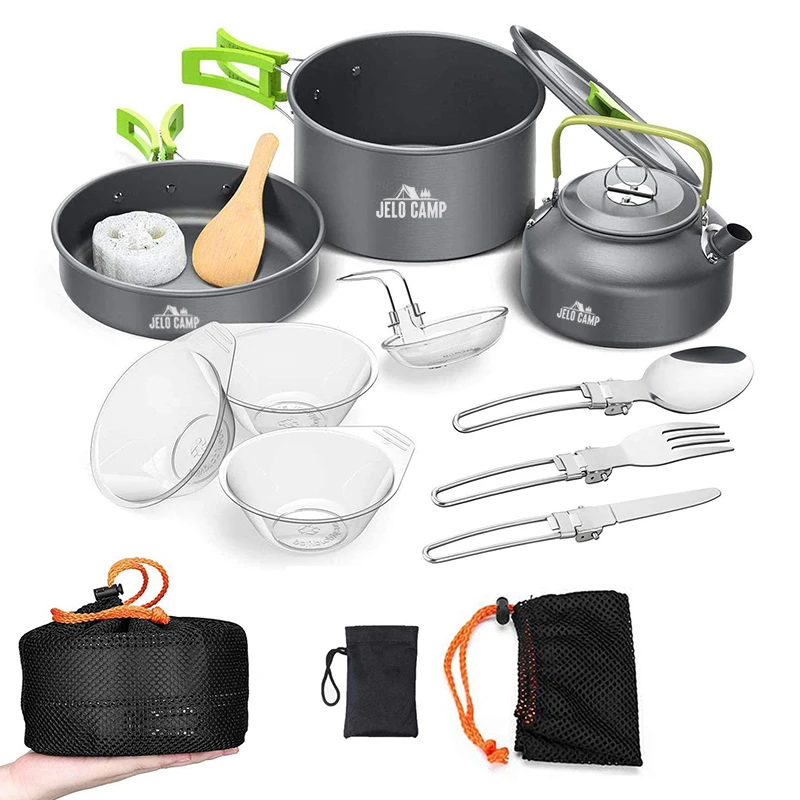 Portable 2 3 Person camp kitchen cooking utensil set travel Other outdoor accessories camping pots and pans set