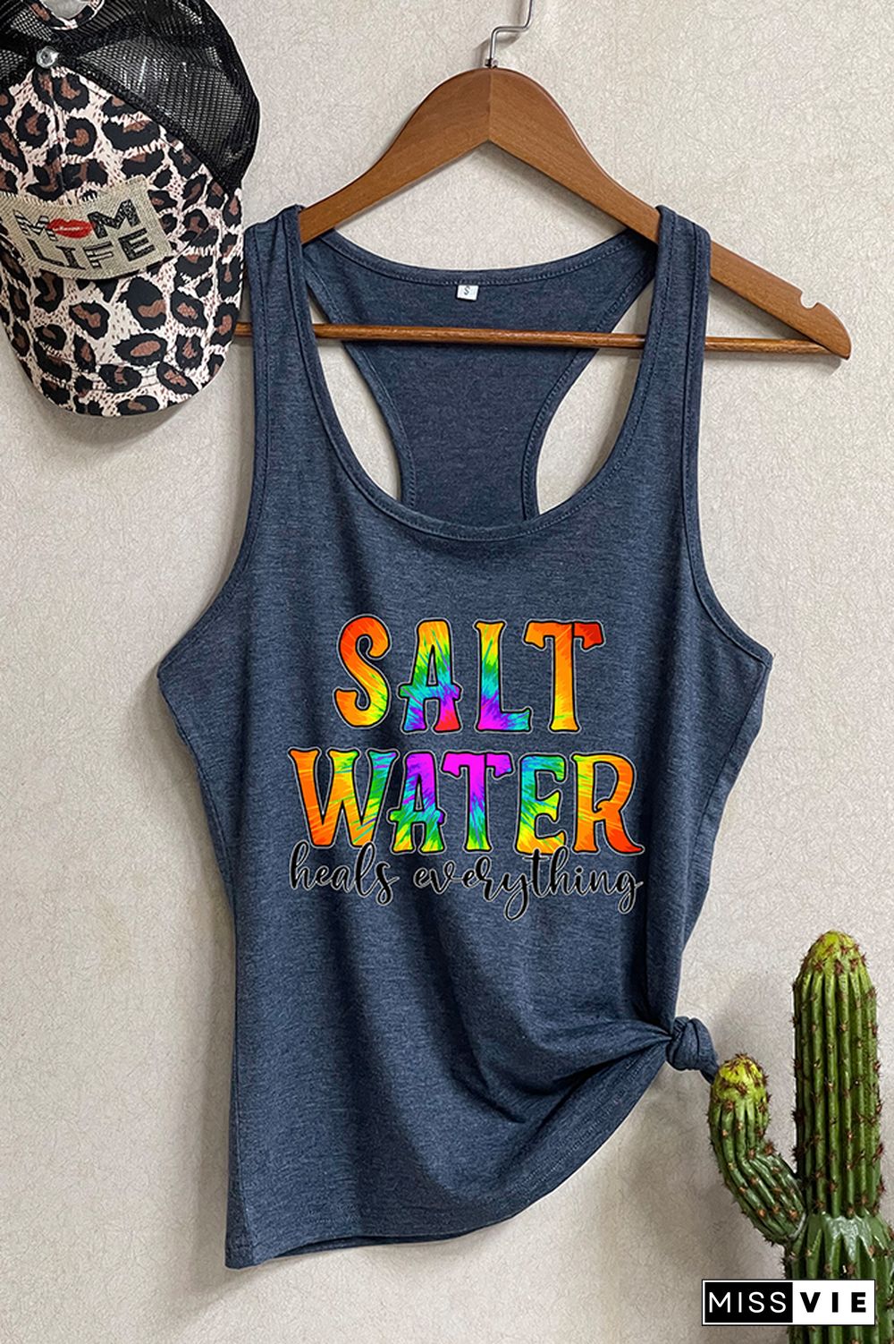 Salt Water Heels Everything Letter Print Graphic Tank Top