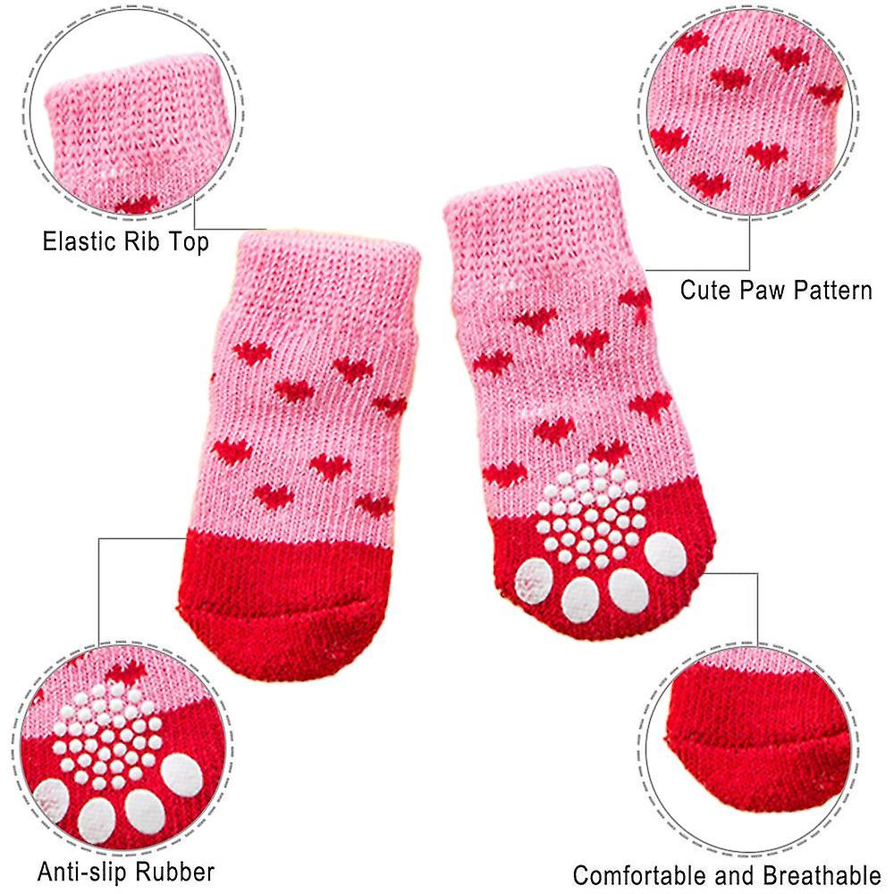 Anti-slip Dog Socks For Hardwood Floors， Pet Paw Protection For Injured Paw， Indoor Wear-red