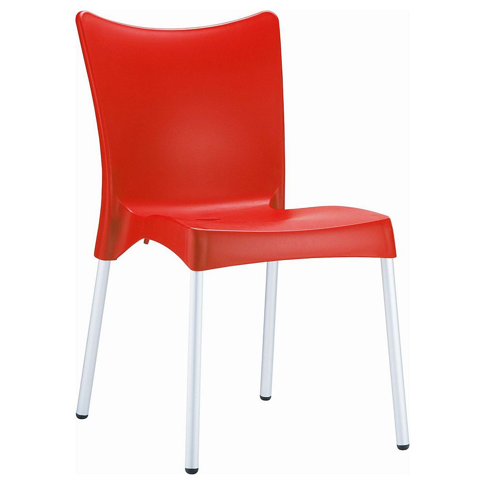 33.25 Red and White Stackable Outdoor Patio Dining Chair