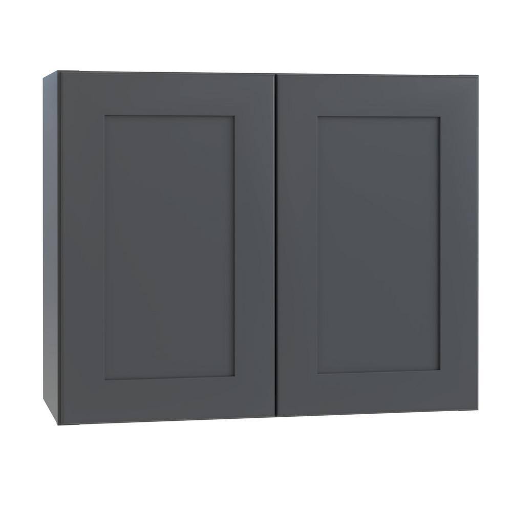 Home Decorators Collection Newport Onyx Gray Shaker Assembled Plywood 36 in. x 24 in. x 12 in. Stock Wall Bridge Kitchen Cabinet Soft Close Doors W3624-NDO