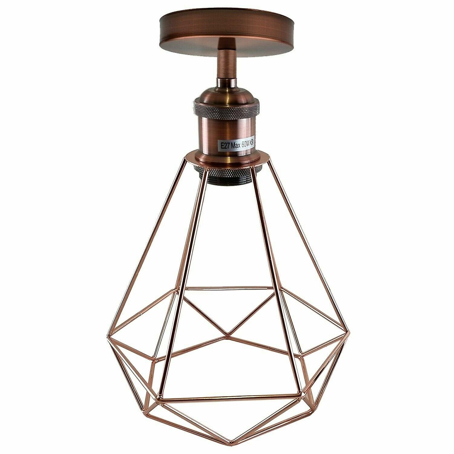 Modern vintage diamond wire cage flush mount ceiling light~1533