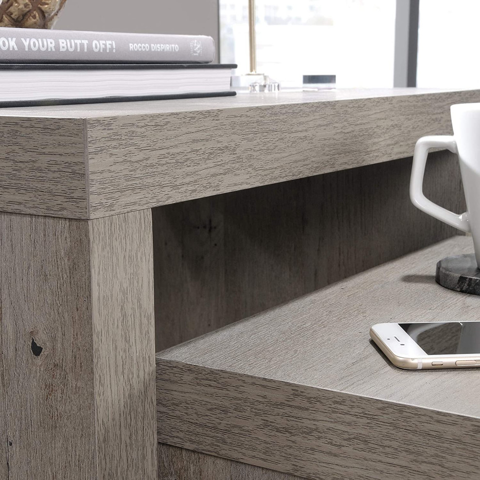 Set of 2 Nesting End Table  U Shaped Design With Brass Metal Caps  Mystic Oak   Farmhouse   Coffee Table Sets   by Decor Love  Houzz