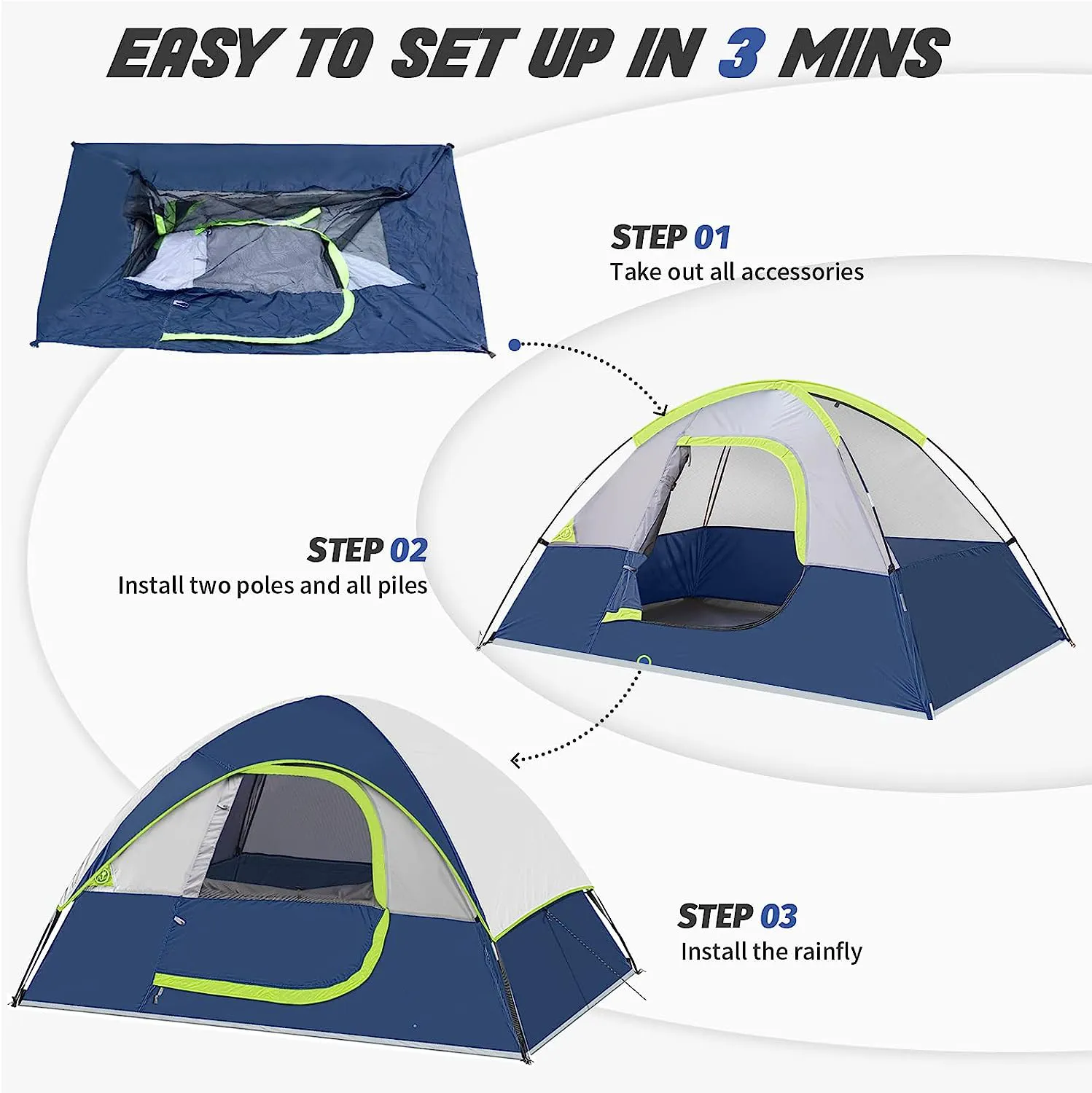 Family Camping Tent Portable Tent for Camping Hiking Automatic Camping Tent