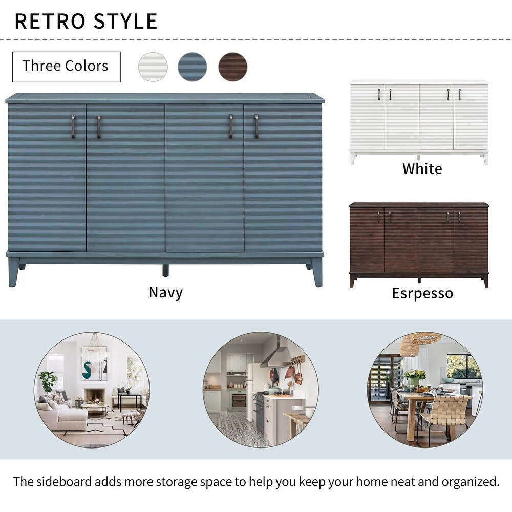 Sideboard with 4 Door Large Storage Buffet with Adjustable Shelves