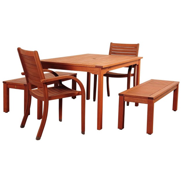 Richfield 5pc Patio Eucalyptus Wood Dining Set International Home Miami