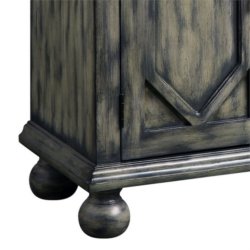 Console Table with 4 Doors and Bun Feet Rustic Gray   French Country   Console Tables   by Homesquare  Houzz