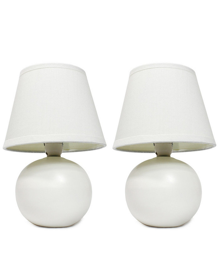 All The Rages Simple Designs Mini Ceramic Globe Table Lamp 2 Pack Set