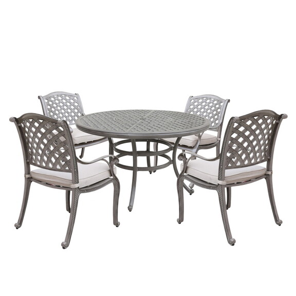 Cast Aluminum 5 Piece Aluminum Dining Set with Cus...