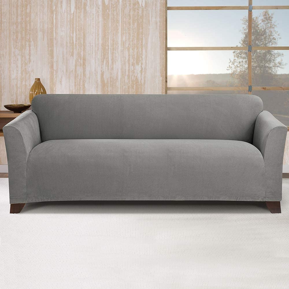 Stretch Morgan 1-Piece Sofa Furniture Cover, Gray