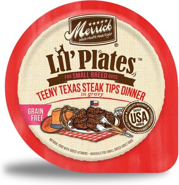 Merrick Lil' Plates Grain-Free Teeny Texas Steak Tips in Gravy Dog Food Trays