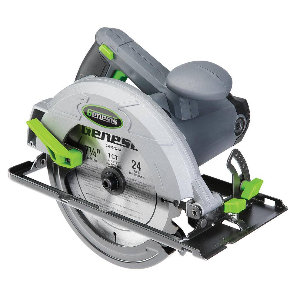 Genesis 13 Amp 7-14 in. Circular Saw with Metal Lower Guard Spindle Lock 24T Blade Rip Guide and Blade Wrench GCS130