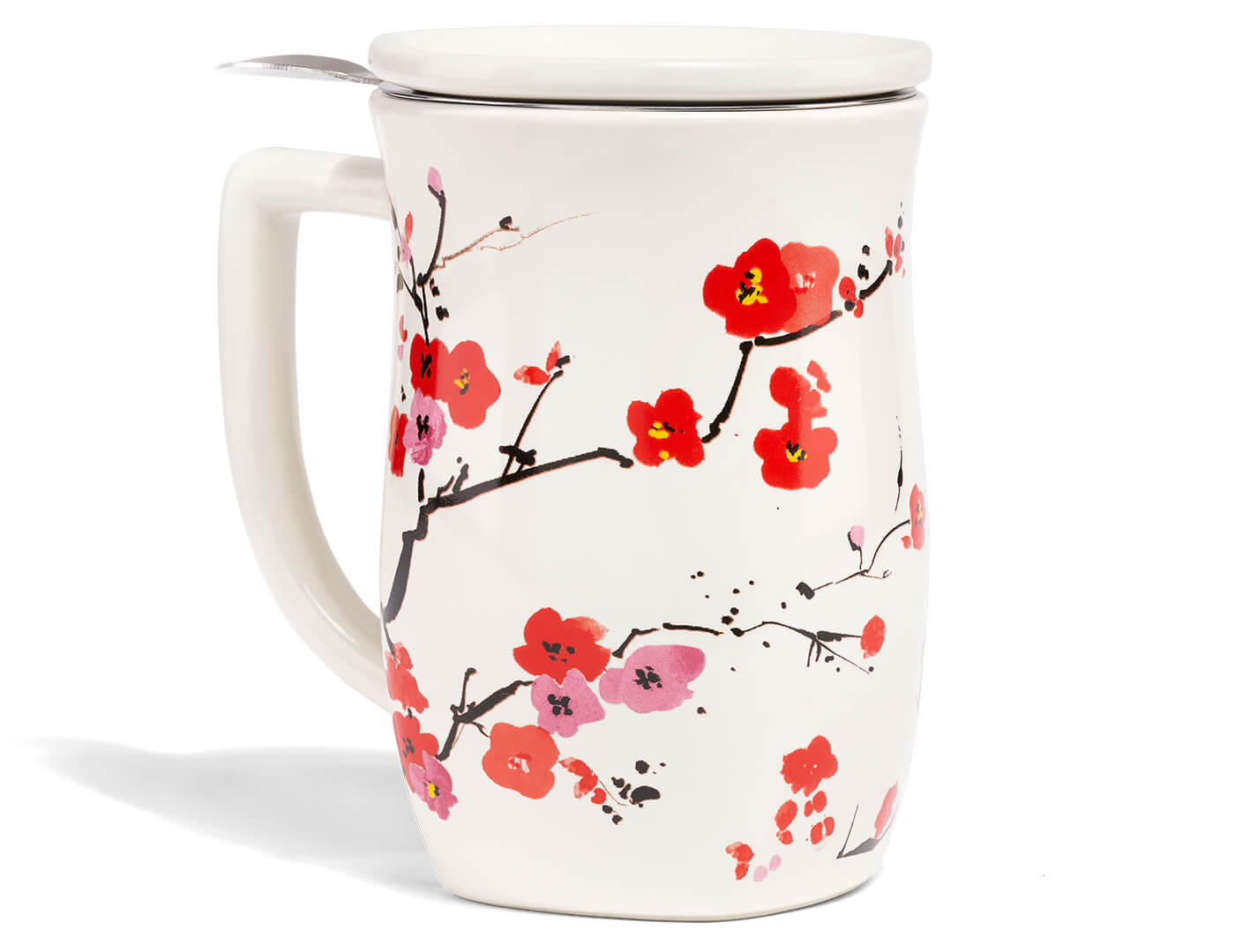 Sakura Blossom Tea Steeping Cup with Infuser – Ceramic Mug with Cherry Blossom Infuser for a Delicate Brew