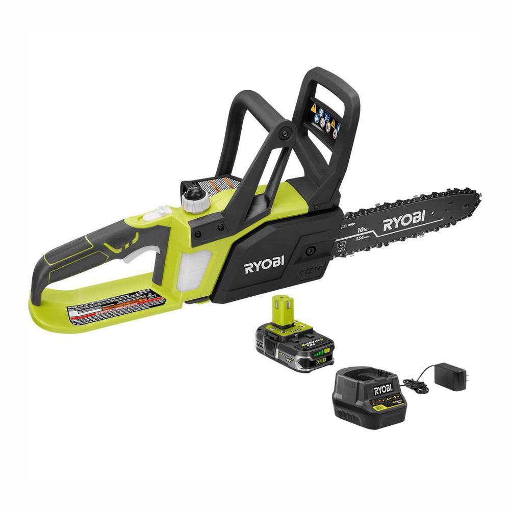 RYOBI ONE+ 18V 10 in. Battery Chainsaw with 1.5 Ah Battery and Charger P547