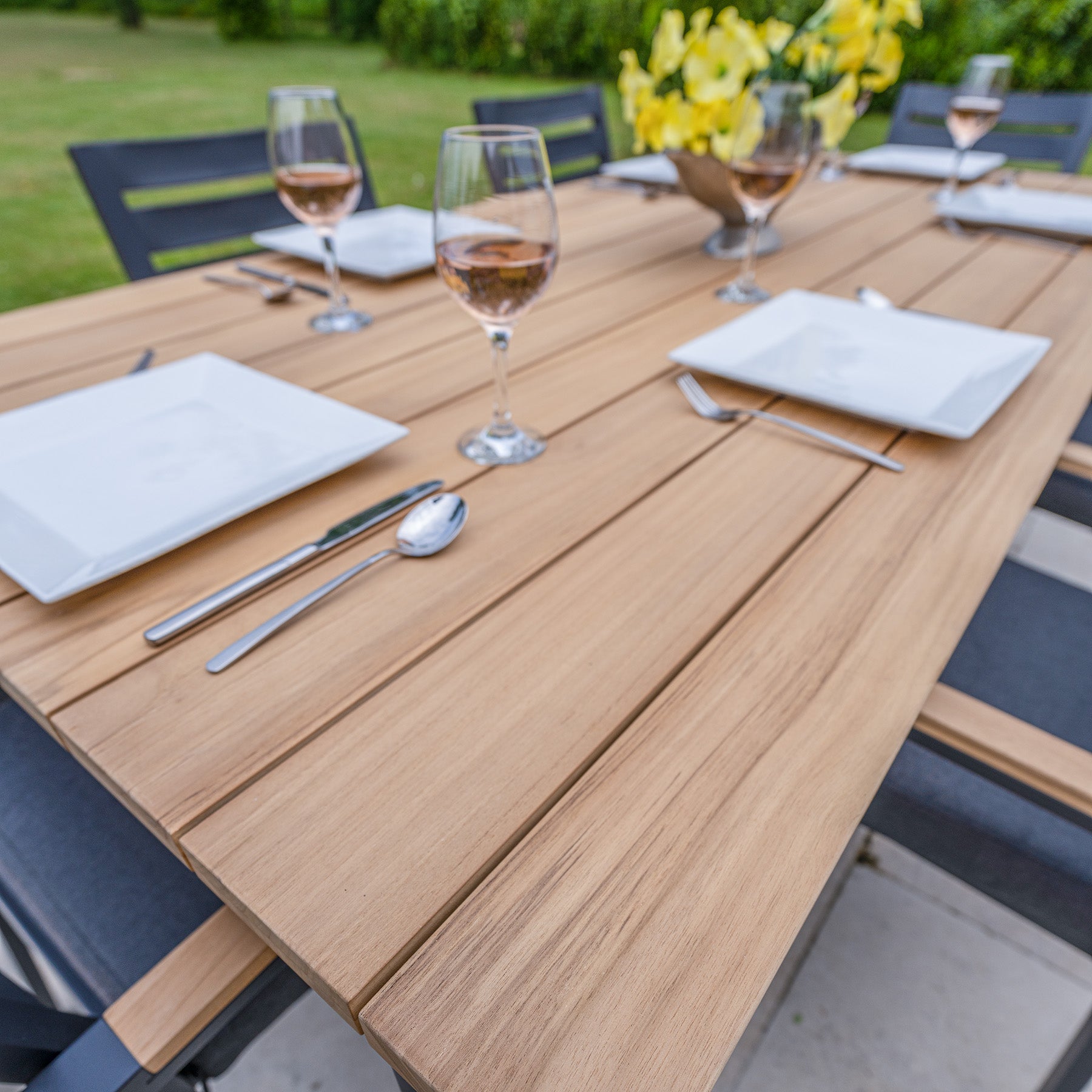 Bracken Outdoors Seattle Teak and Aluminium 6 Seat Rectangular Dining Set