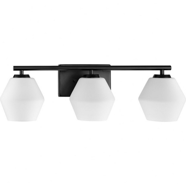 Progress Lighting Copeland 3 light Vanity Light Matte Black Opal Glass