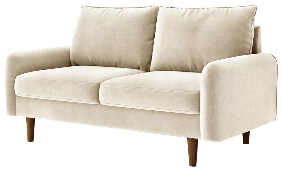 Retro Modern Loveseat  Tapered Legs With Comfy Upholstered Seat   Midcentury   Loveseats   by Declusia  Houzz